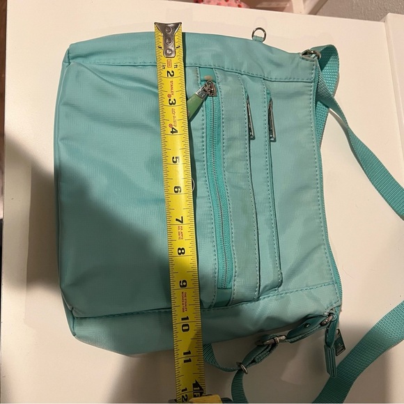 Beside-U RFID Blocking Teal Green Medium Crossbody Bag Hand Sewn Nylon EUC - Picture 9 of 13